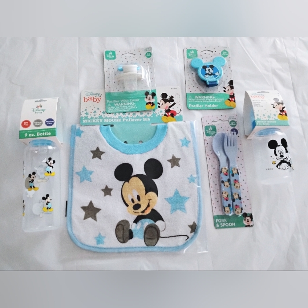 6 - Piece Disney Baby Mickey Mouse Feeding Set - Blue and Black